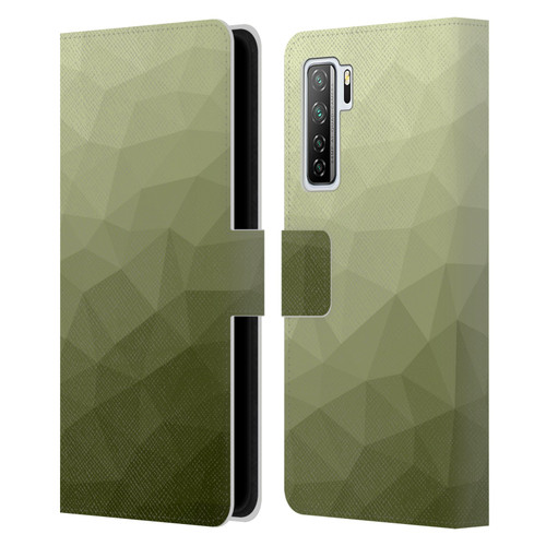 PLdesign Geometric Patterns Army Green Gradient Mesh Leather Book Wallet Case Cover For Huawei Nova 7 SE/P40 Lite 5G
