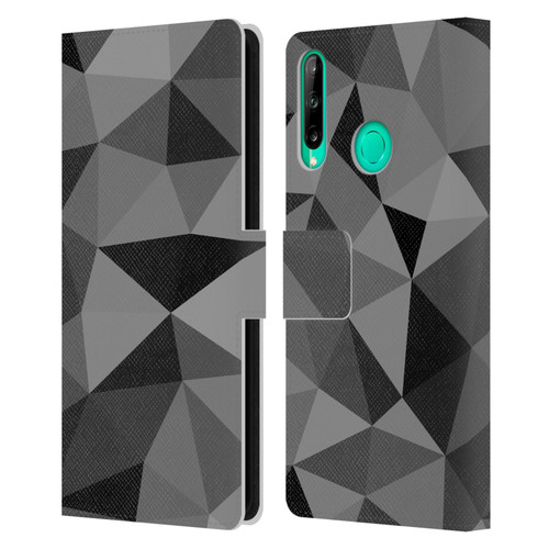 PLdesign Geometric Patterns Dark Gray Mesh Leather Book Wallet Case Cover For Huawei P40 lite E