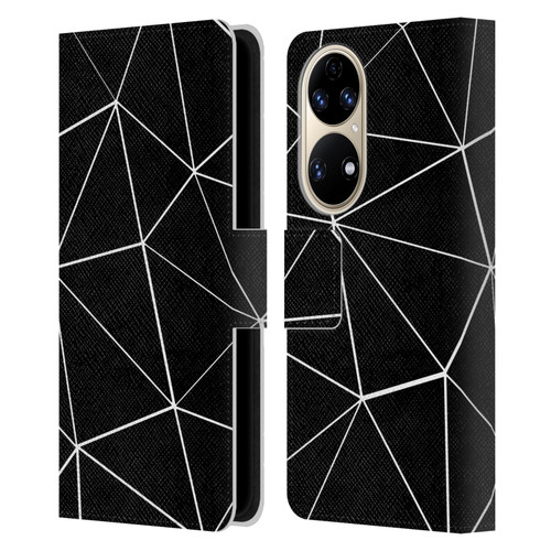 PLdesign Geometric Patterns Black Triangles White Lines Leather Book Wallet Case Cover For Huawei P50