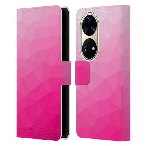 PLdesign Geometric Patterns Hot Pink Gradient Mesh Leather Book Wallet Case Cover For Huawei P50 Pro