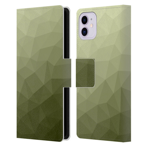 PLdesign Geometric Patterns Army Green Gradient Mesh Leather Book Wallet Case Cover For Apple iPhone 11