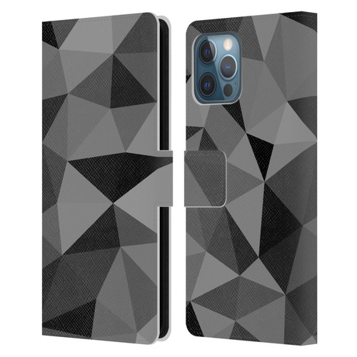 PLdesign Geometric Patterns Dark Gray Mesh Leather Book Wallet Case Cover For Apple iPhone 12 Pro Max
