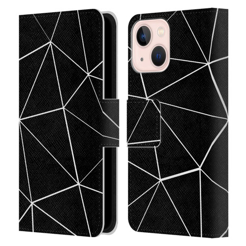 PLdesign Geometric Patterns Black Triangles White Lines Leather Book Wallet Case Cover For Apple iPhone 13 Mini