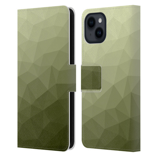 PLdesign Geometric Patterns Army Green Gradient Mesh Leather Book Wallet Case Cover For Apple iPhone 15