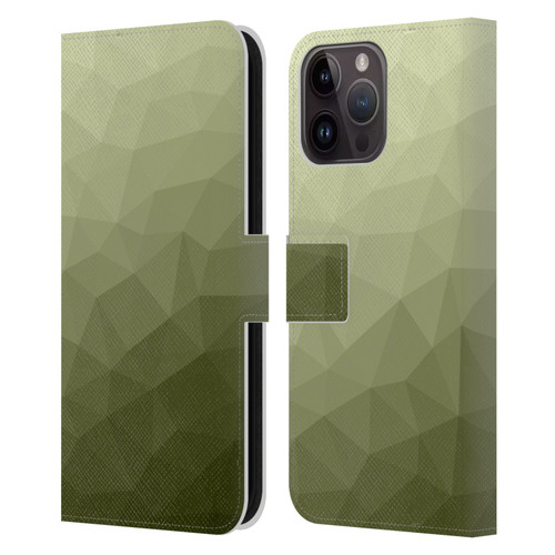 PLdesign Geometric Patterns Army Green Gradient Mesh Leather Book Wallet Case Cover For Apple iPhone 15 Pro Max
