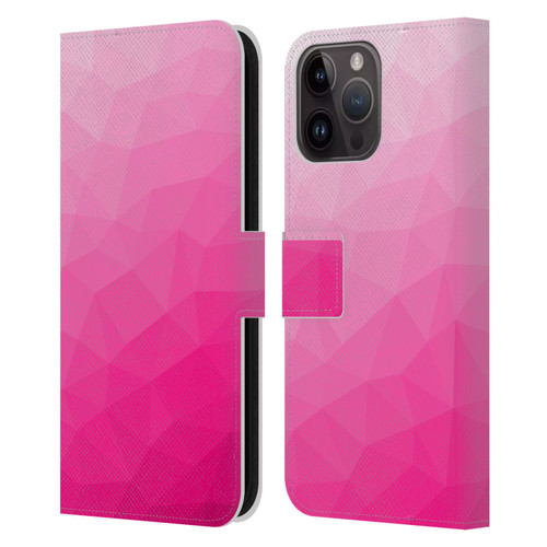 PLdesign Geometric Patterns Hot Pink Gradient Mesh Leather Book Wallet Case Cover For Apple iPhone 15 Pro Max