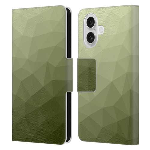 PLdesign Geometric Patterns Army Green Gradient Mesh Leather Book Wallet Case Cover For Apple iPhone 16