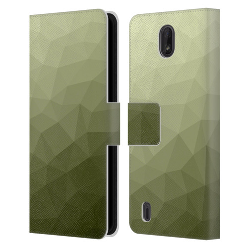 PLdesign Geometric Patterns Army Green Gradient Mesh Leather Book Wallet Case Cover For Nokia C01 Plus/C1 2nd Edition