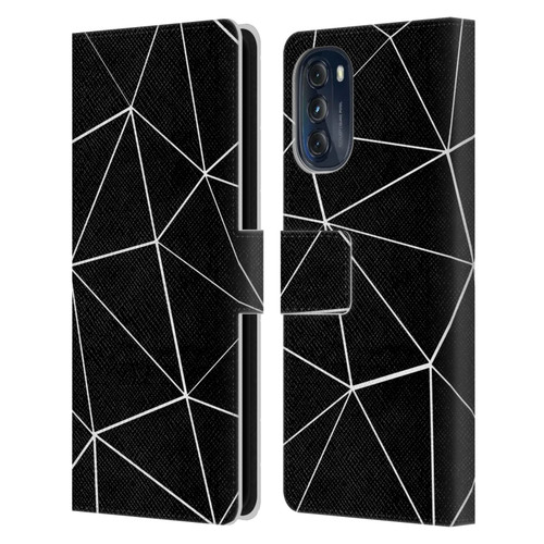 PLdesign Geometric Patterns Black Triangles White Lines Leather Book Wallet Case Cover For Motorola Moto G (2022)