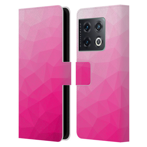 PLdesign Geometric Patterns Hot Pink Gradient Mesh Leather Book Wallet Case Cover For OnePlus 10 Pro