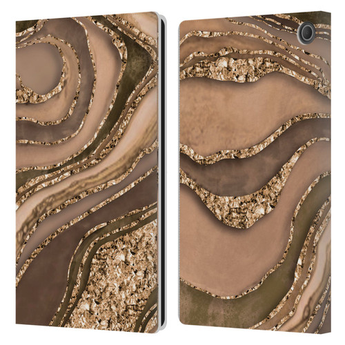 LebensArt Glamour Patterns Crystal Marble Amber Leather Book Wallet Case Cover For Amazon Fire Max 11 2023