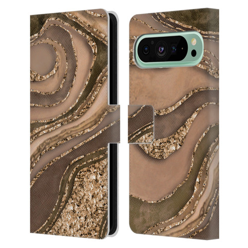 LebensArt Glamour Patterns Crystal Marble Amber Leather Book Wallet Case Cover For Google Pixel 9 Pro XL