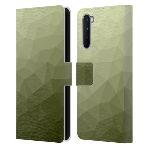 PLdesign Geometric Patterns Army Green Gradient Mesh Leather Book Wallet Case Cover For OnePlus Nord 5G