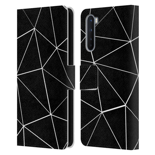 PLdesign Geometric Patterns Black Triangles White Lines Leather Book Wallet Case Cover For OnePlus Nord 5G
