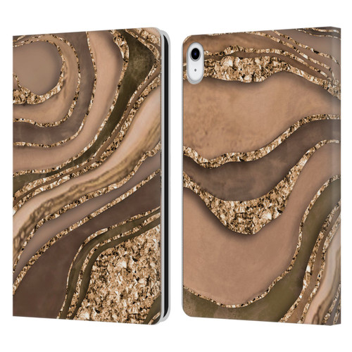 LebensArt Glamour Patterns Crystal Marble Amber Leather Book Wallet Case Cover For Apple iPad 10.9 2022/2025