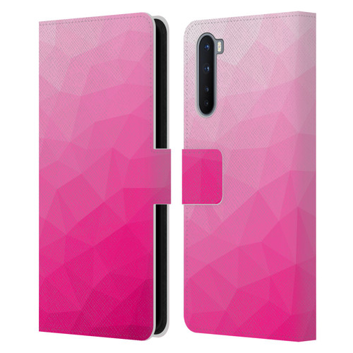 PLdesign Geometric Patterns Hot Pink Gradient Mesh Leather Book Wallet Case Cover For OnePlus Nord 5G