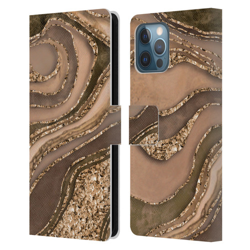LebensArt Glamour Patterns Crystal Marble Amber Leather Book Wallet Case Cover For Apple iPhone 12 Pro Max