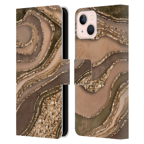 LebensArt Glamour Patterns Crystal Marble Amber Leather Book Wallet Case Cover For Apple iPhone 13