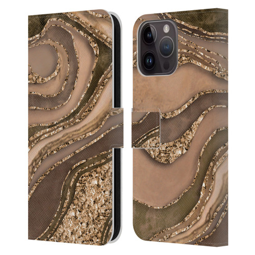 LebensArt Glamour Patterns Crystal Marble Amber Leather Book Wallet Case Cover For Apple iPhone 15 Pro Max