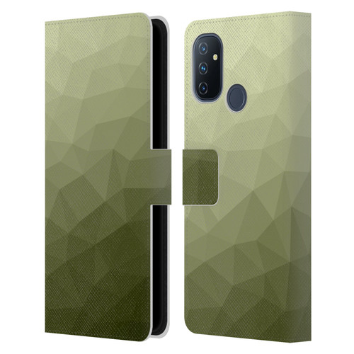 PLdesign Geometric Patterns Army Green Gradient Mesh Leather Book Wallet Case Cover For OnePlus Nord N100
