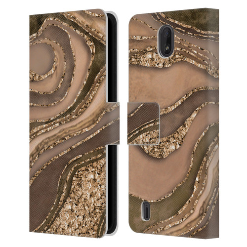 LebensArt Glamour Patterns Crystal Marble Amber Leather Book Wallet Case Cover For Nokia C01 Plus/C1 2nd Edition