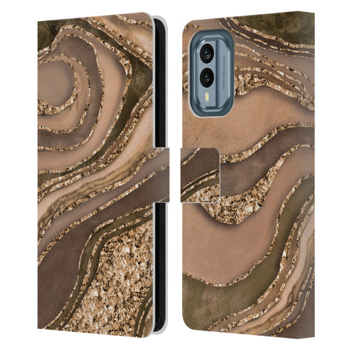 LebensArt Glamour Patterns Crystal Marble Amber Leather Book Wallet Case Cover For Nokia X30