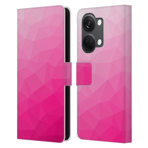 PLdesign Geometric Patterns Hot Pink Gradient Mesh Leather Book Wallet Case Cover For OnePlus Nord 3 5G