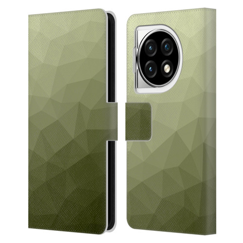 PLdesign Geometric Patterns Army Green Gradient Mesh Leather Book Wallet Case Cover For OPPO OnePlus Ace 3 5G