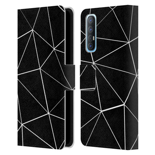 PLdesign Geometric Patterns Black Triangles White Lines Leather Book Wallet Case Cover For OPPO Find X2 Neo 5G