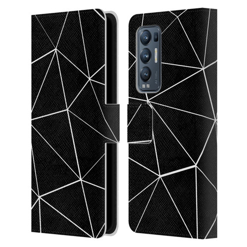 PLdesign Geometric Patterns Black Triangles White Lines Leather Book Wallet Case Cover For OPPO Find X3 Neo / Reno5 Pro+ 5G