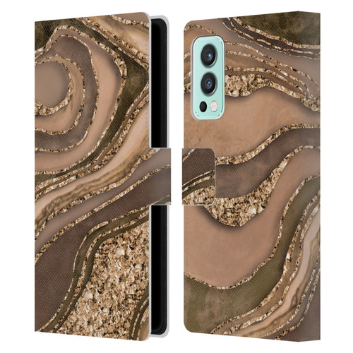LebensArt Glamour Patterns Crystal Marble Amber Leather Book Wallet Case Cover For OnePlus Nord 2 5G