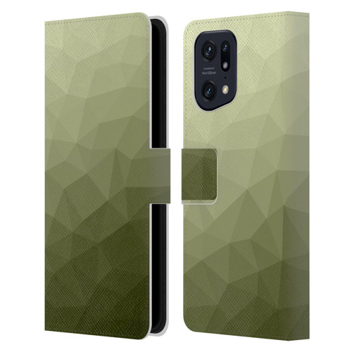PLdesign Geometric Patterns Army Green Gradient Mesh Leather Book Wallet Case Cover For OPPO Find X5