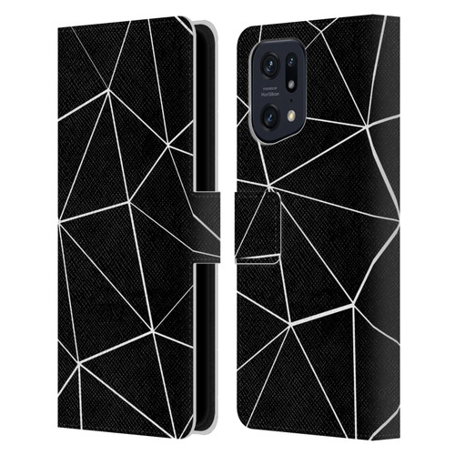 PLdesign Geometric Patterns Black Triangles White Lines Leather Book Wallet Case Cover For OPPO Find X5