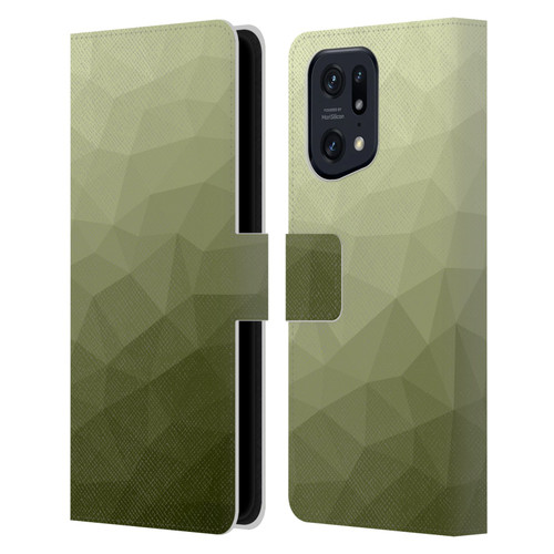 PLdesign Geometric Patterns Army Green Gradient Mesh Leather Book Wallet Case Cover For OPPO Find X5 Pro