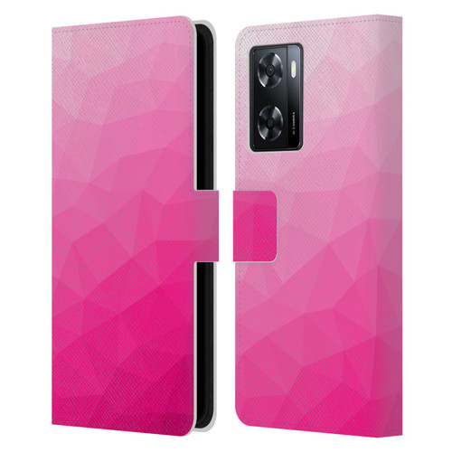 PLdesign Geometric Patterns Hot Pink Gradient Mesh Leather Book Wallet Case Cover For OPPO A57s