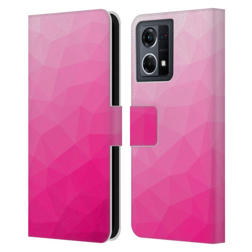 PLdesign Geometric Patterns Hot Pink Gradient Mesh Leather Book Wallet Case Cover For OPPO Reno8 4G