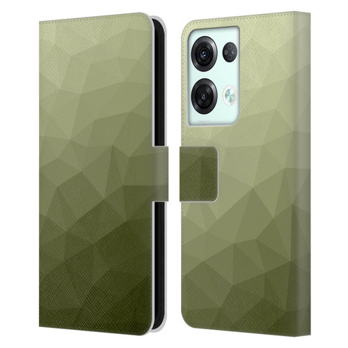 PLdesign Geometric Patterns Army Green Gradient Mesh Leather Book Wallet Case Cover For OPPO Reno8 Pro