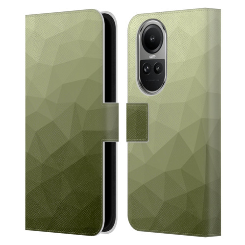 PLdesign Geometric Patterns Army Green Gradient Mesh Leather Book Wallet Case Cover For OPPO Reno10 5G / Reno10 Pro 5G
