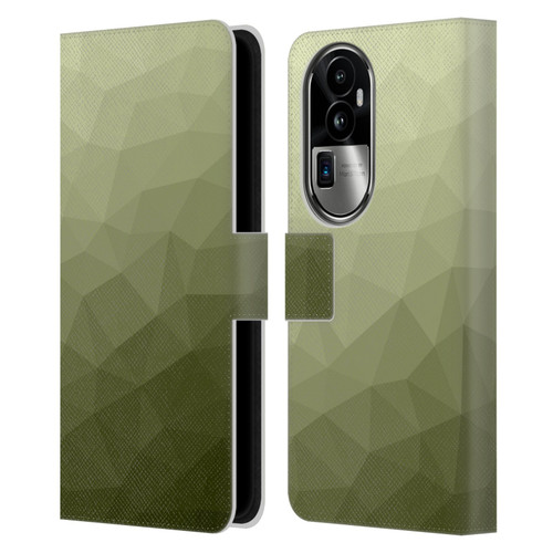 PLdesign Geometric Patterns Army Green Gradient Mesh Leather Book Wallet Case Cover For OPPO Reno10 Pro+