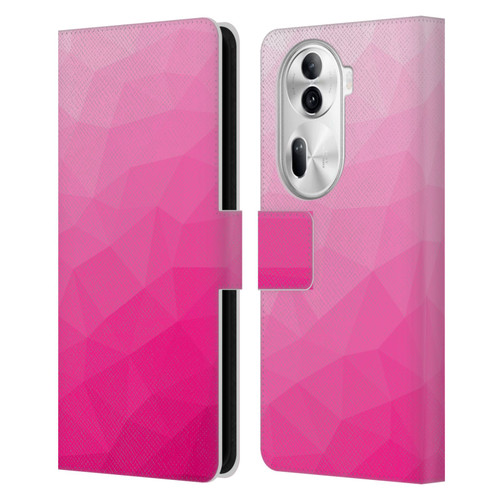 PLdesign Geometric Patterns Hot Pink Gradient Mesh Leather Book Wallet Case Cover For OPPO Reno11