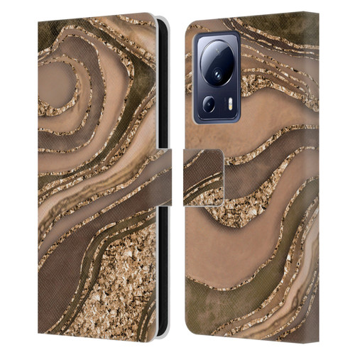 LebensArt Glamour Patterns Crystal Marble Amber Leather Book Wallet Case Cover For Xiaomi 13 Lite 5G