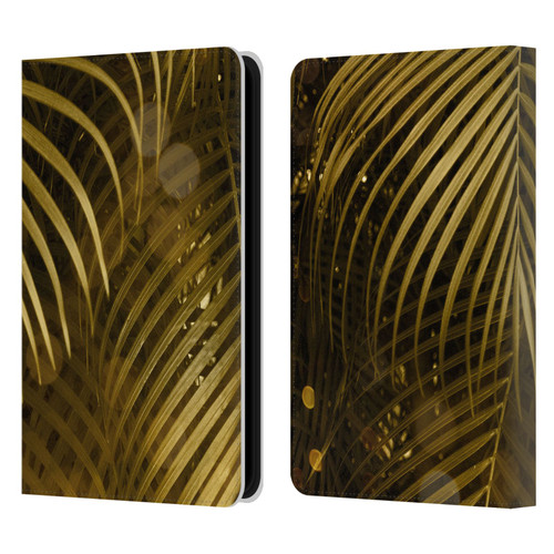 LebensArt Jungle Plants And Animals Golden Sparkle Palm Leaves Leather Book Wallet Case Cover For Amazon Kindle Paperwhite 5 (2021)