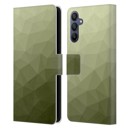 PLdesign Geometric Patterns Army Green Gradient Mesh Leather Book Wallet Case Cover For Samsung Galaxy A15