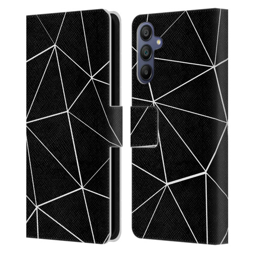 PLdesign Geometric Patterns Black Triangles White Lines Leather Book Wallet Case Cover For Samsung Galaxy A15