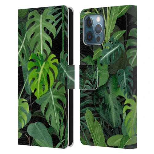 LebensArt Jungle Plants And Animals Monstera Leather Book Wallet Case Cover For Apple iPhone 12 Pro Max