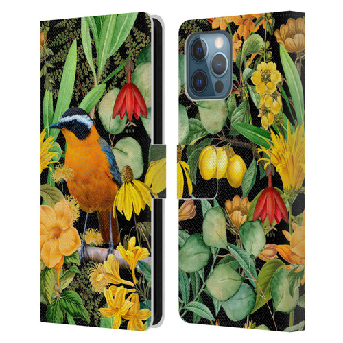 LebensArt Jungle Plants And Animals Orange Bird Elements Leather Book Wallet Case Cover For Apple iPhone 12 Pro Max