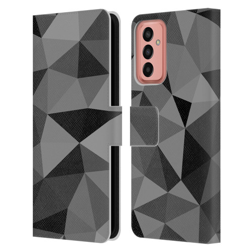 PLdesign Geometric Patterns Dark Gray Mesh Leather Book Wallet Case Cover For Samsung Galaxy M13 (2022)