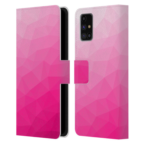 PLdesign Geometric Patterns Hot Pink Gradient Mesh Leather Book Wallet Case Cover For Samsung Galaxy M31s (2020)