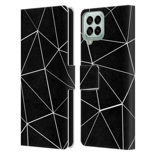 PLdesign Geometric Patterns Black Triangles White Lines Leather Book Wallet Case Cover For Samsung Galaxy M33 (2022)