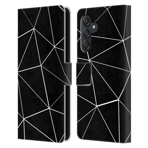 PLdesign Geometric Patterns Black Triangles White Lines Leather Book Wallet Case Cover For Samsung Galaxy M55 5G
